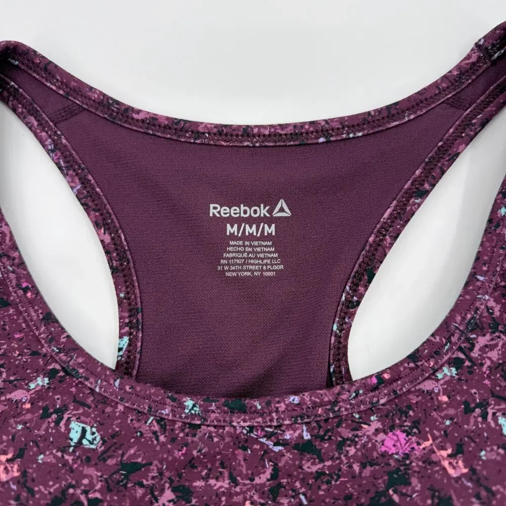 REEBOK Renew Long line Sports Bras (2) Size M Removable Cups Pullover Racerback